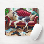 Wolfshond op een bank muismat (Met muis)