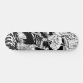 Wolfskateboard, zwart-wit skateboard (Horizontaal)