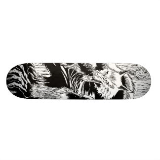 Wolfskateboard, zwart-wit skateboard