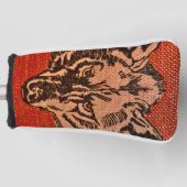 Wolfskop op Rood Golfheadcover (Voorkant)