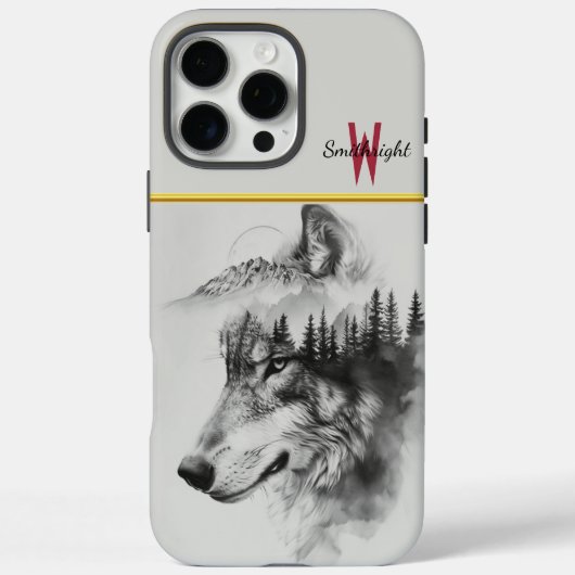 Wolfssilhouet versmelt met bergen Case-Mate iPhone case (Achterkant)