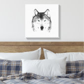 Wolftekening, grafiet canvas afdruk (Insitu (Slaapkamer))