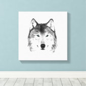 Wolftekening, grafiet canvas afdruk (Insitu (Houten vloer))