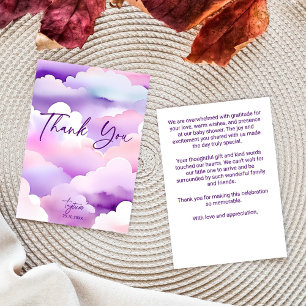 Wolk baby shower paarse wolken baby shower bedankkaart