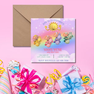 Wolk Babys Zon Pastel Regenboog Verjaardag Kaart