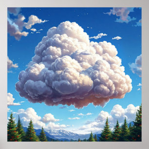 Wolk boven landschappelijk berglandschap poster