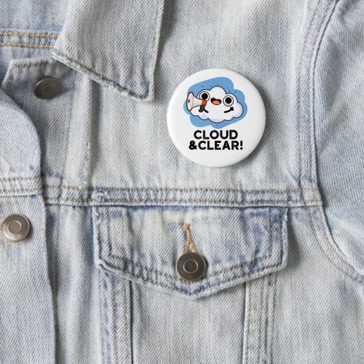 Wolk en duidelijke grappige weetherspun ronde button 5,7 cm (In situ)