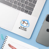 Wolk en duidelijke grappige weetherspun sticker (Laptop met iPhone)