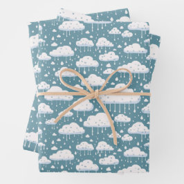 Wolk en regen inpakpapier vel