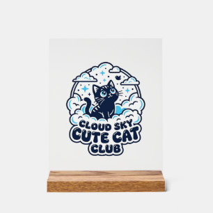 Wolk Lucht Cute Kat Dierenliefhebber Shirt Kunst - Acryl Bord