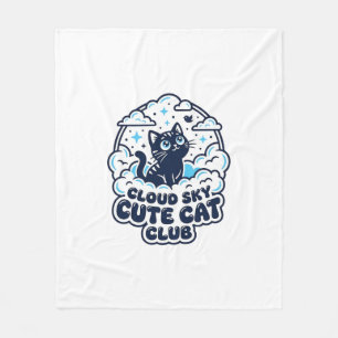 Wolk Lucht Cute Kat Dierenliefhebber Shirt Kunst - Fleece Deken