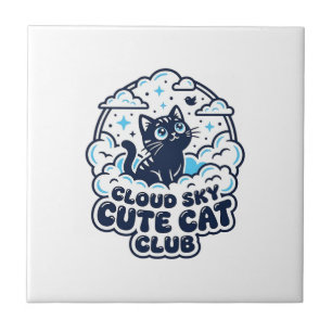 Wolk Lucht Cute Kat Dierenliefhebber Shirt Kunst - Tegeltje