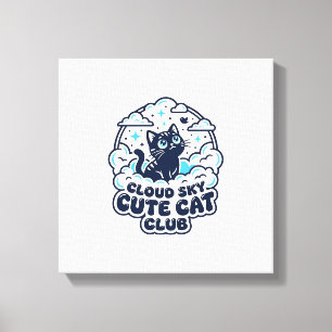 Wolk Lucht Cute Kat Huisdier Liefhebber Shirt Kuns Canvas Afdruk