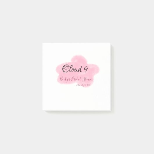 Wolk negen roze pastel bruidsdouche naamdatum post-it® notes (Voorkant)
