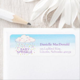 Wolk snoep baby spikkels blauw paars waterverf etiket