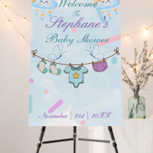 Wolk & Waslijn Baby Shower Welkom Bord
