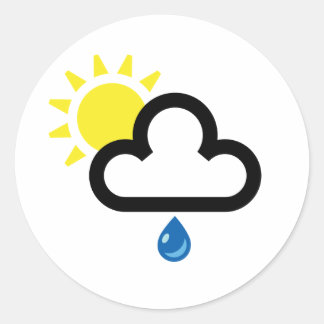 Wolk zon regen symbool ronde sticker