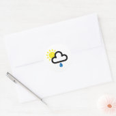 Wolk zon regen symbool ronde sticker (Envelop)
