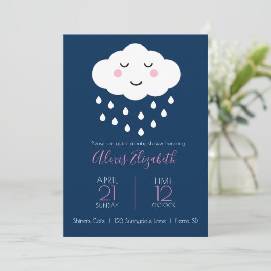 Wolken | Baby "Shower"-uitnodiging Kaart (Staand voorkant)