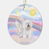 Wolken - Bichon Frise Angel - rond, Chantsi Keramisch Ornament (Links)
