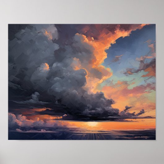 Wolken bij het aanbreken van de dag Schilderij Kun Poster (Voorkant)