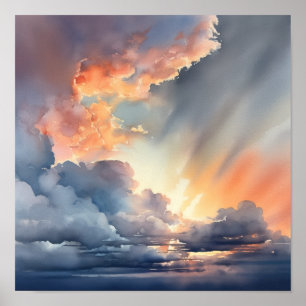 Wolken bij zonsopgang Schilderen Kunst Print Poste