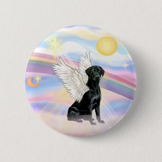 Wolken - Black Labrador Retriever Angel Ronde Button 5,7 Cm (Voorkant)