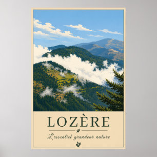 Wolken boven het bergbos poster