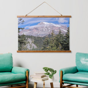 Wolken boven Mount Rainier Schitterend Landschap Hangend Wandkleed