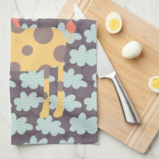 Wolken en Giraffes Theedoek (Quarter Fold)