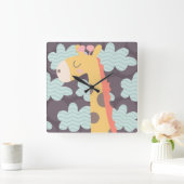 Wolken en Giraffes Vierkante Klok (Huis)