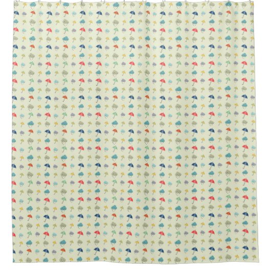 Wolken en paraplu's Cute Modern Pattern Douchegordijn (Voorkant)
