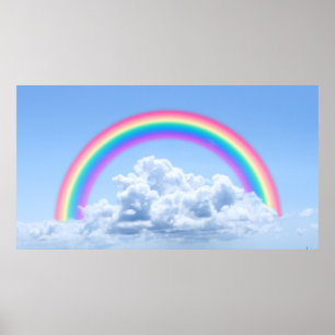 Wolken en regenboog poster
