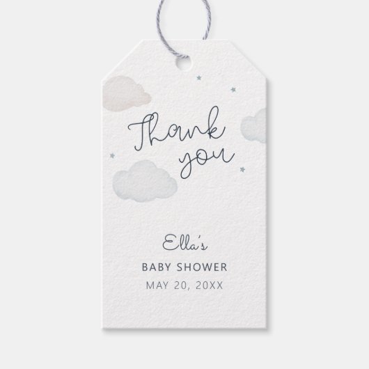 Wolken en sterren bedankt cadeaulabel (Voorkant)