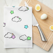 Wolken en sterren theedoek (Quarter Fold)