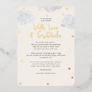 Wolken Genderneutraal Baby shower plat Dank u Folie Uitnodiging