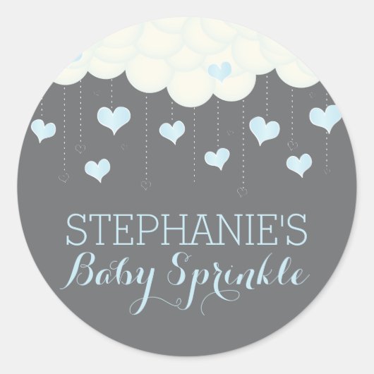 Wolken & Harten Baby Sprinkle Boy Favor Sticker (Voorkant)