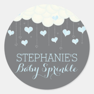 Wolken & Harten Baby Sprinkle Boy Favor Sticker