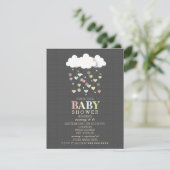 Wolken + Hearts Neutraal Baby shower Kaart (Staand voorkant)