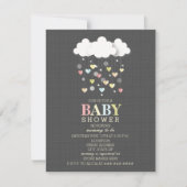 Wolken + Hearts Neutraal Baby shower Kaart (Voorkant)