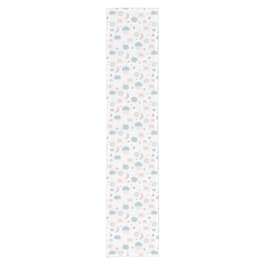 Wolken Maan Sterren Douche Verjaardag Tafelloper (Voorkant)