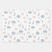 Wolken Maan Sterren Inpakpapier Vel (Voorkant 2)