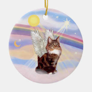Wolken - Maine Coon Tabby Cat Angel Keramisch Ornament