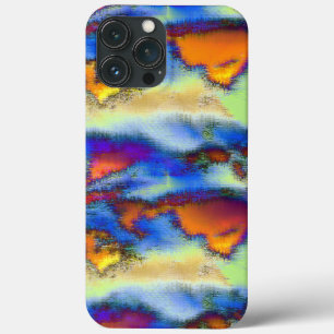 Wolken met een verouderde structuur op oranje, dri iPhone 13 pro max hoesje