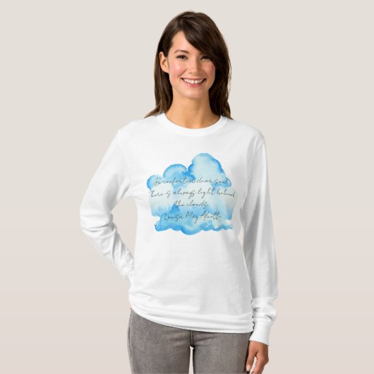 "Wolken" met Louisa May Alcott citaat Vrouwen T-shirt (Voorkant volledig)