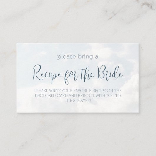 Wolken Moderne Elegante Bruidsfeest Recept Verzoek Informatiekaartje (Voorkant)