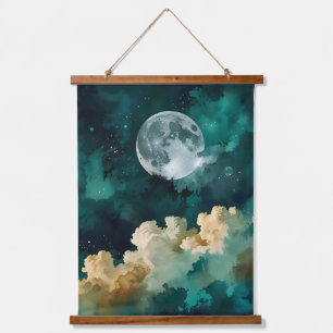 Wolken onder de maan hangend wandkleed