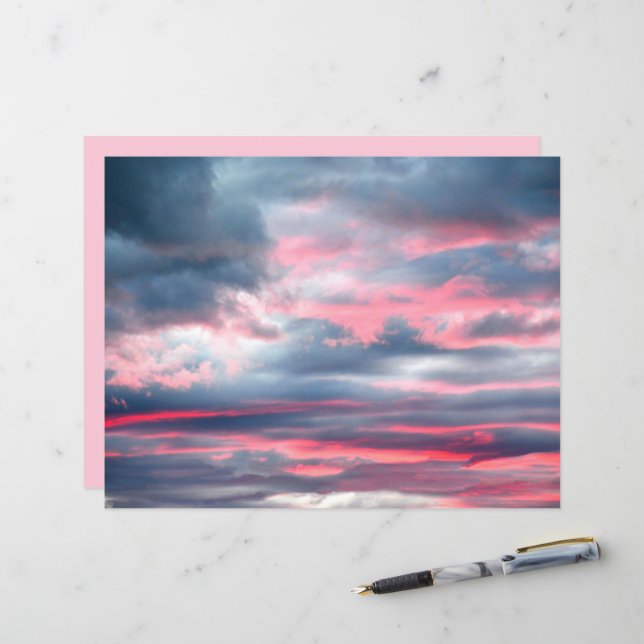 Wolken: prachtig roze blauwe hemel (Voorkant / Achterkant in situ)