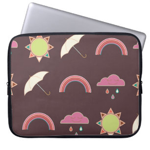 Wolken, regen, zon, paraplupatroon. laptop sleeve