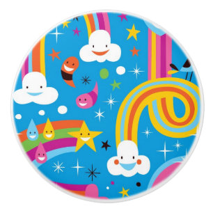 wolken regenbogen laten het heetsenpatroon vallen keramische knop